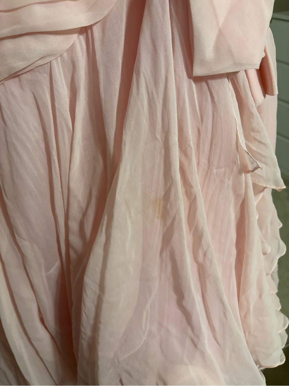 Vintage Mignon Strapless Pink Ruffled Silk Maxi Dress - Picture 4 of 10